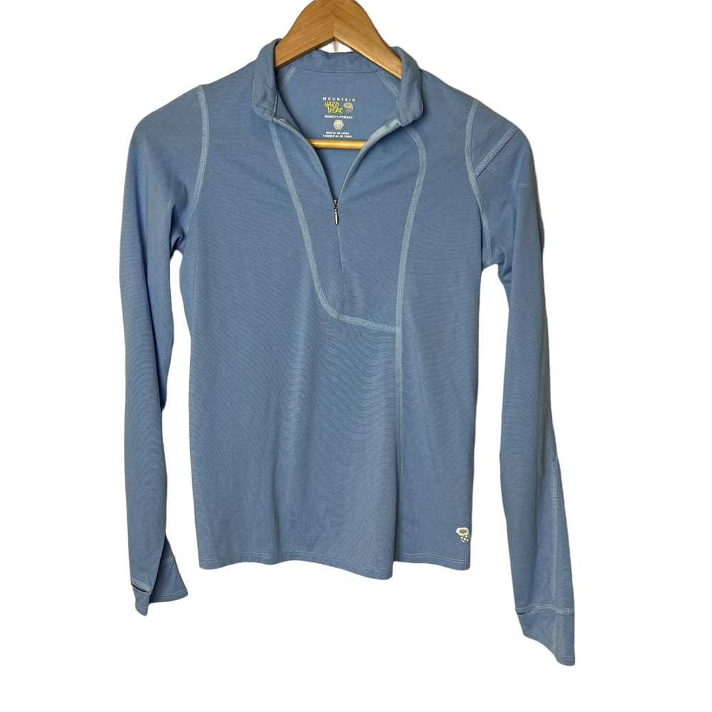 Mountain Hardwear Size XS Half Zip Pullover Top Running Thumbholes‎ Light Blue